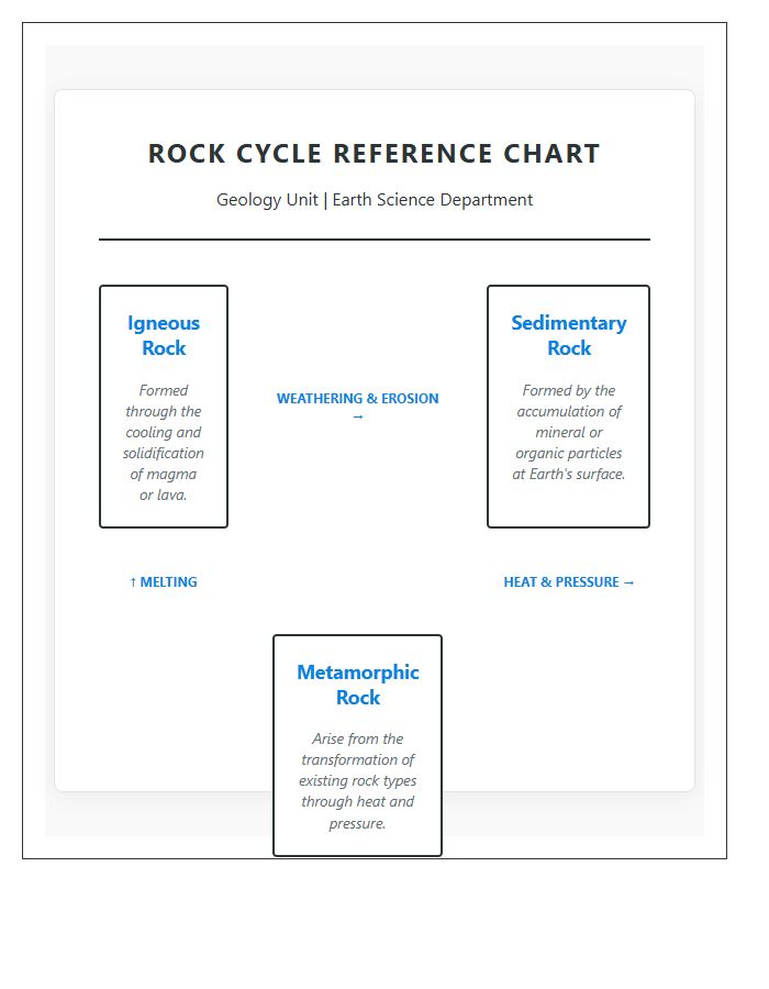 High School Geology Rock Cycle Printable Chart