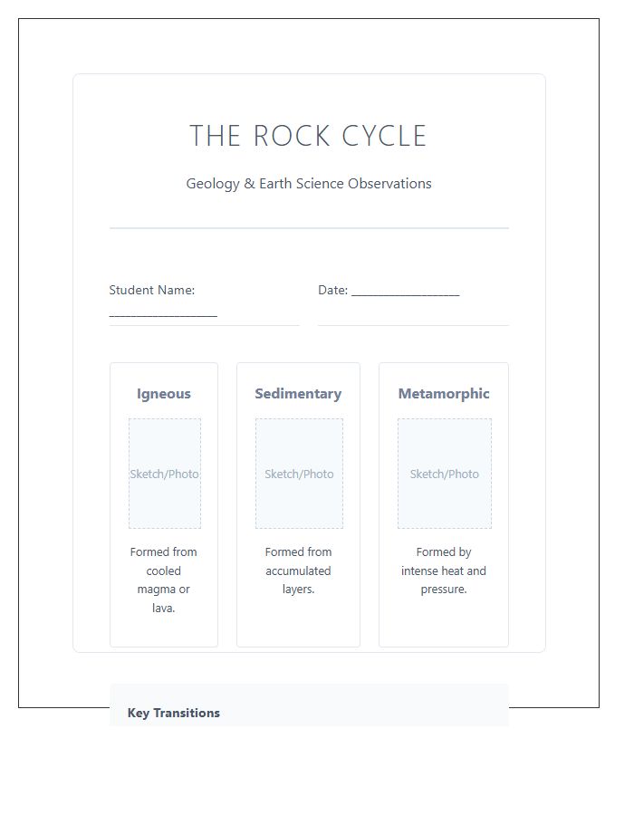 School Science Project Rock Cycle Printable Chart