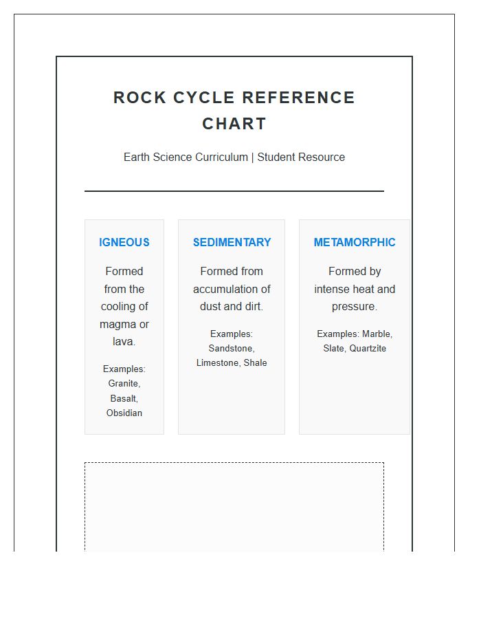 Science Curriculum Rock Cycle Printable Chart