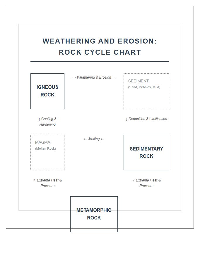 Weathering And Erosion Rock Cycle Printable Chart