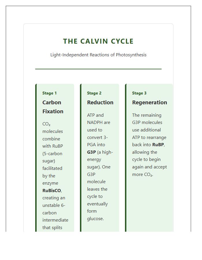 Calvin Cycle Stages Photosynthesis Printable Chart