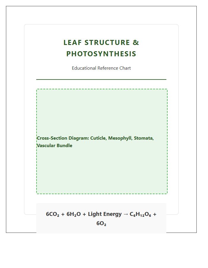 Leaf Structure Photosynthesis Printable Chart Diagram