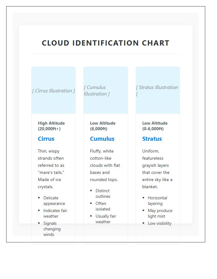 Cumulus Stratus Cirrus Identification Printable Chart