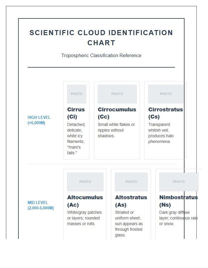 Scientific Cloud Identification Printable Chart