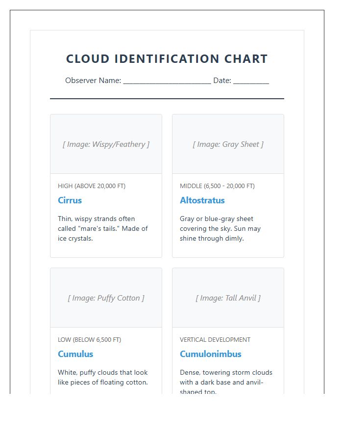 Student Reference Cloud Identification Printable Chart