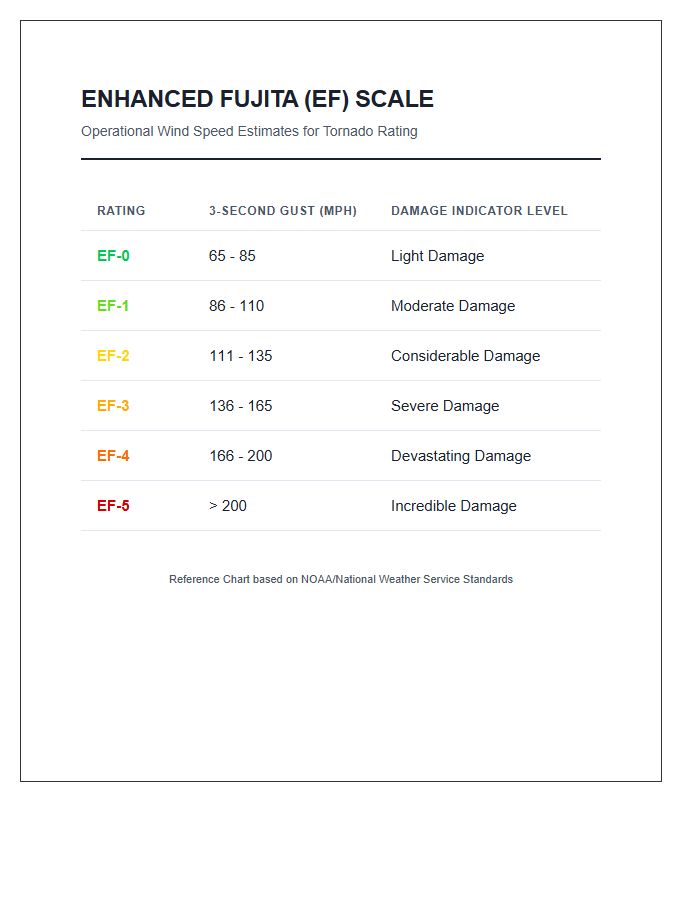 Enhanced Fujita Tornado Wind Speed Printable Chart