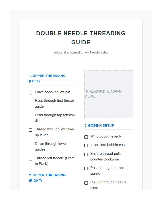 Double Needle Sewing Machine Threading Guide Printable Chart