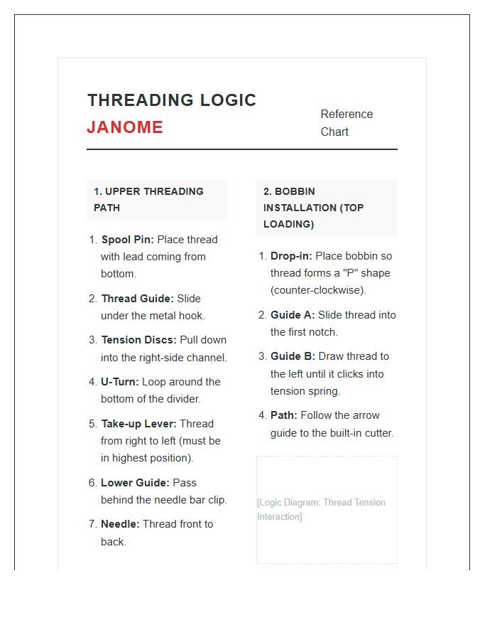 Janome Sewing Machine Threading Logic Printable Chart
