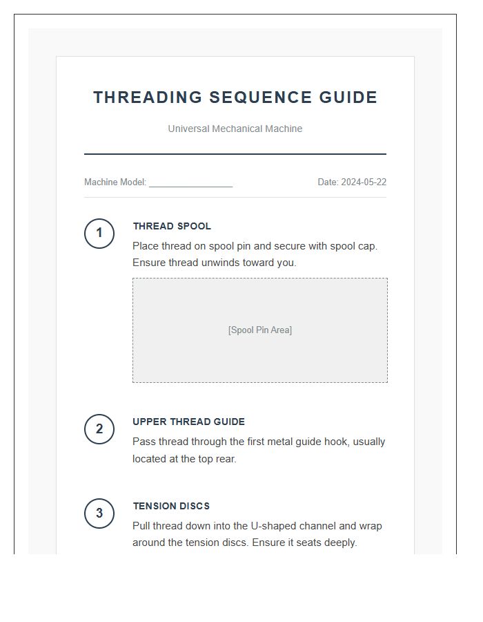 Mechanical Sewing Machine Threading Sequence Printable Chart