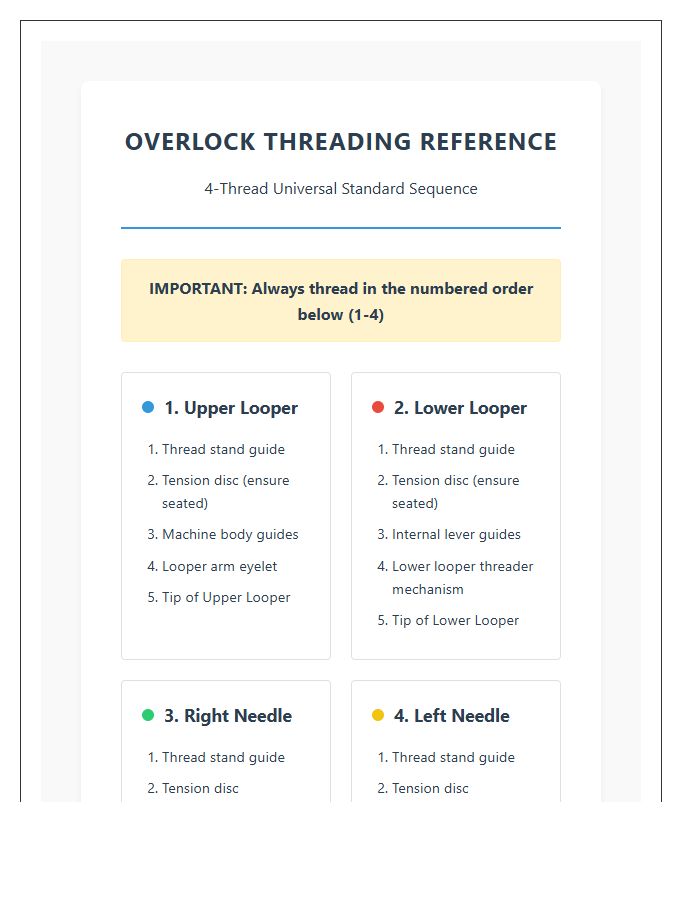 Overlock Sewing Machine Threading Direction Printable Chart