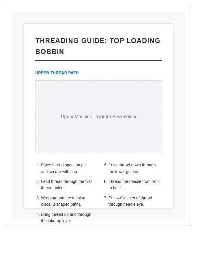 Top Loading Bobbin Sewing Machine Threading Printable Chart
