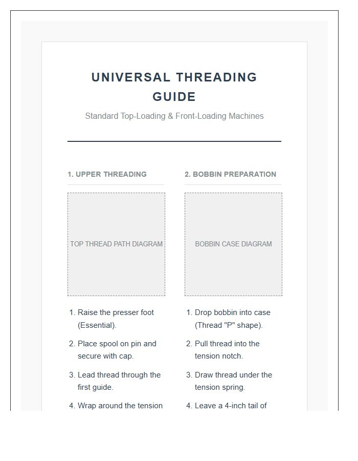 Universal Sewing Machine Threading Guide Printable Chart