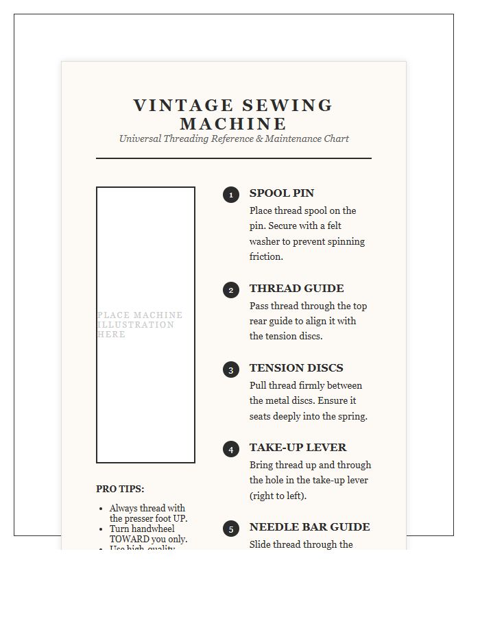Vintage Sewing Machine Threading Instructions Printable Chart