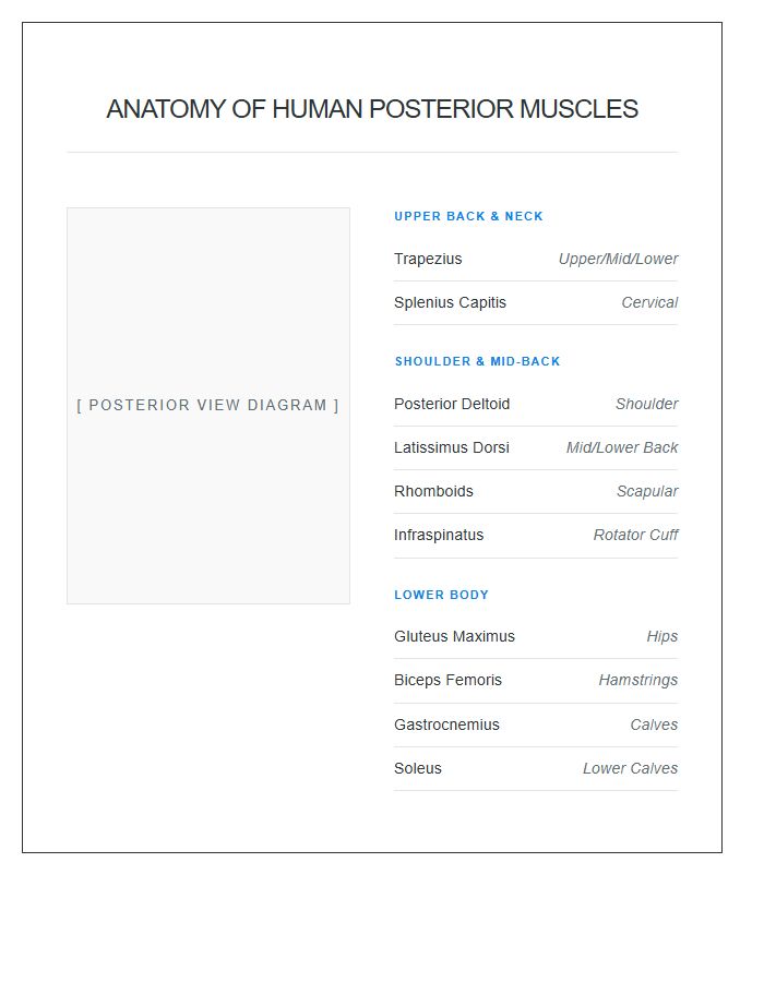 Anatomy Of Human Posterior Muscles Printable Chart