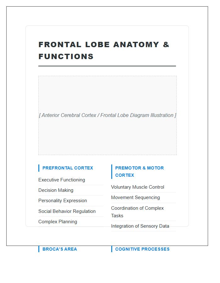 Frontal Lobe Functions Anatomy Printable Chart
