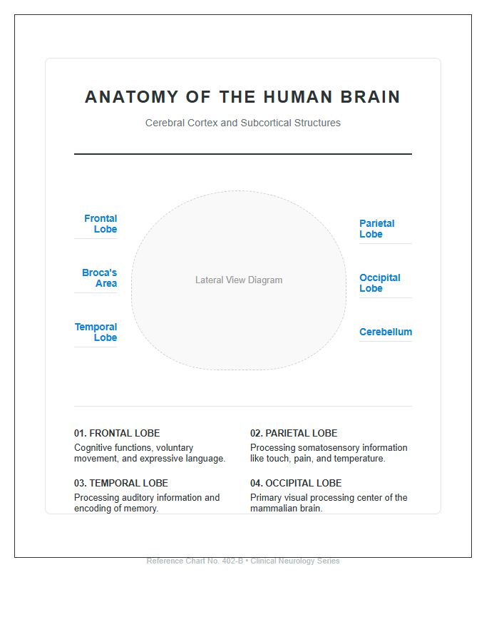 Medical Illustration Brain Anatomy Printable Chart
