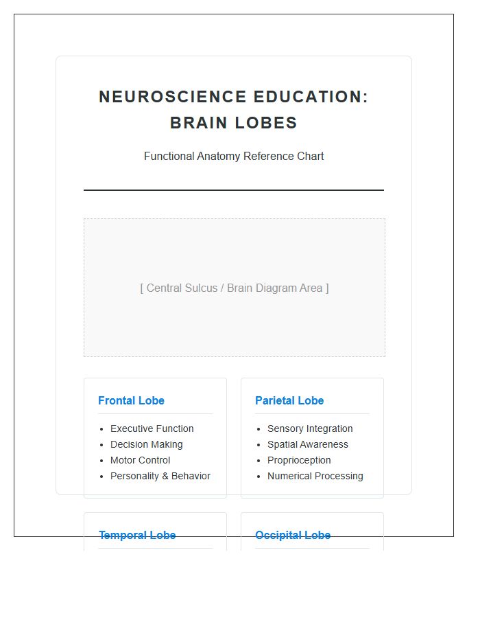 Neuroscience Education Brain Lobes Printable Chart