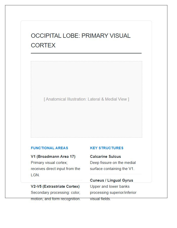 Occipital Lobe Vision Anatomy Printable Chart