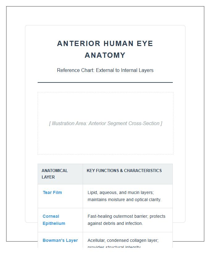Anterior Human Eye Anatomy Layers Printable Chart