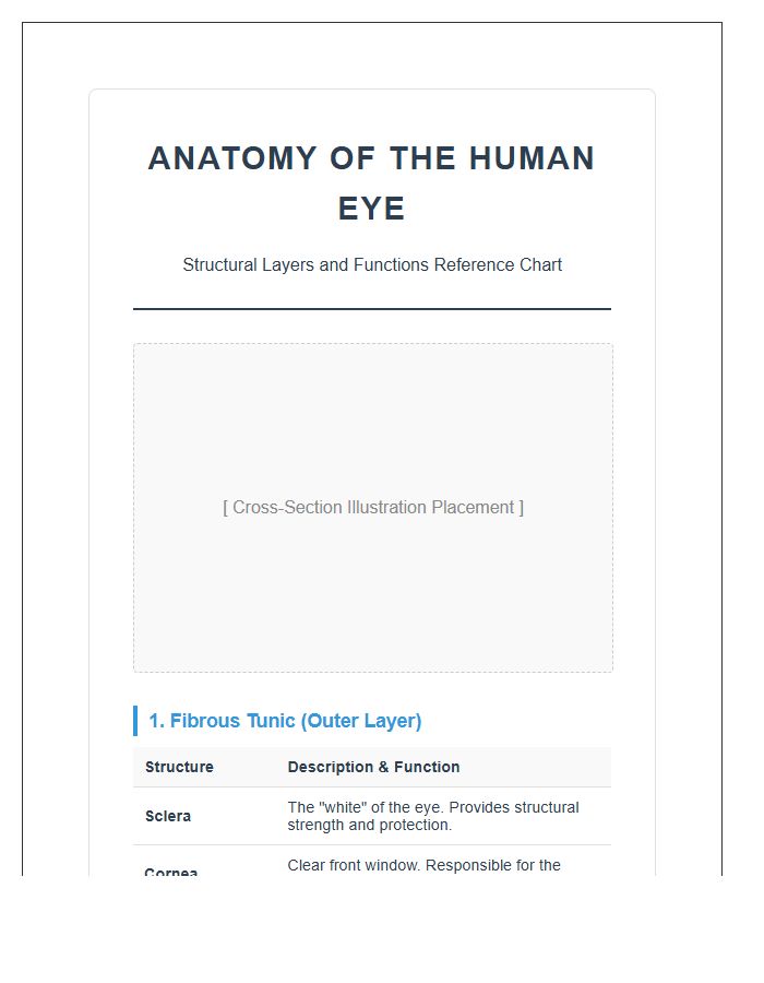 Detailed Human Eye Anatomy Layers Printable Chart