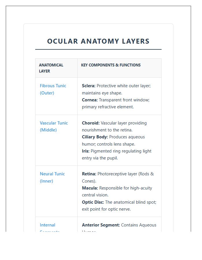 Ocular Anatomy Layers Printable Chart