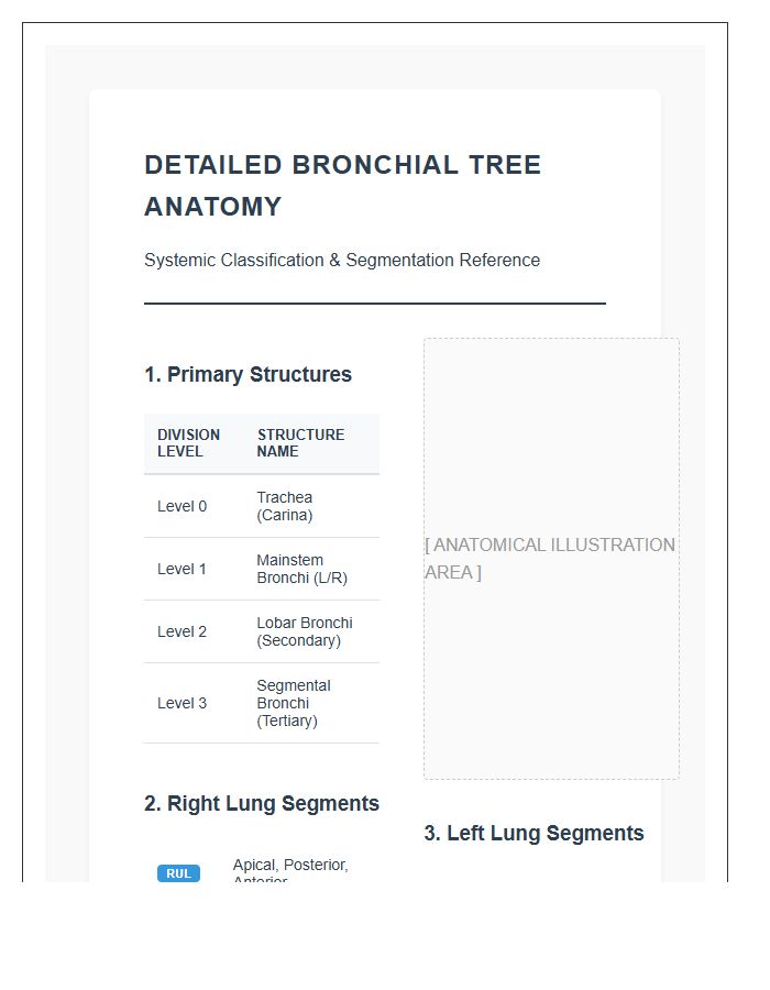 Detailed Bronchial Tree Anatomy Printable Chart