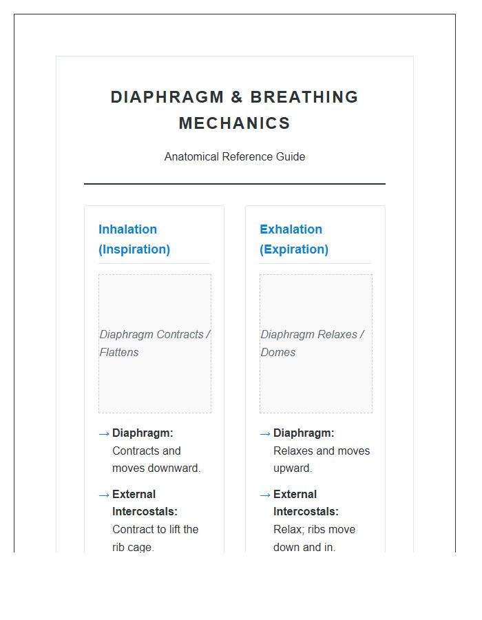 Diaphragm And Breathing Mechanics Printable Chart
