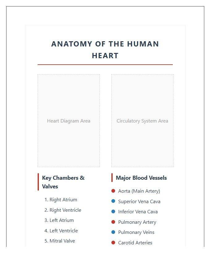 Human Heart And Blood Vessels Printable Chart
