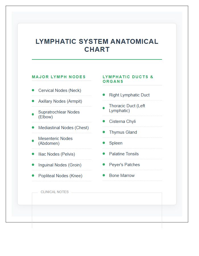 Human Lymphatic System Nodes And Ducts Printable Chart