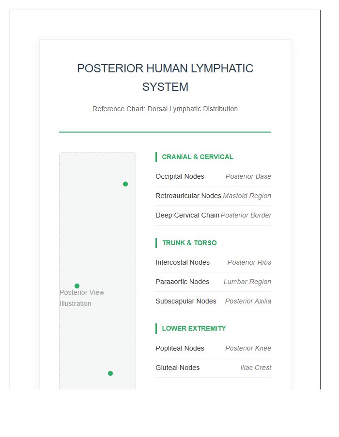 Posterior Human Lymphatic System Nodes Printable Chart