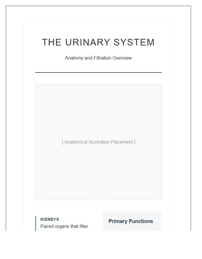 Biology Classroom Urinary System Printable Chart