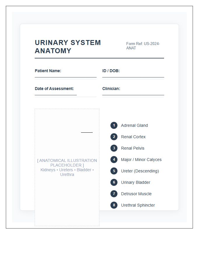Clinical Urinary System Anatomy Printable Chart