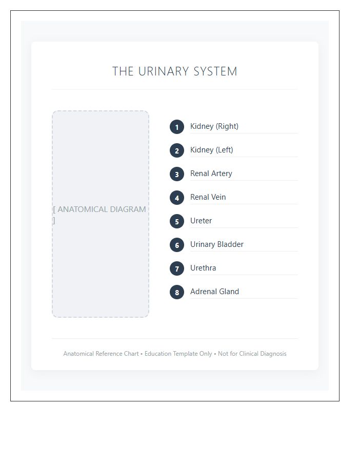 Labeled Urinary Tract Anatomy Printable Chart