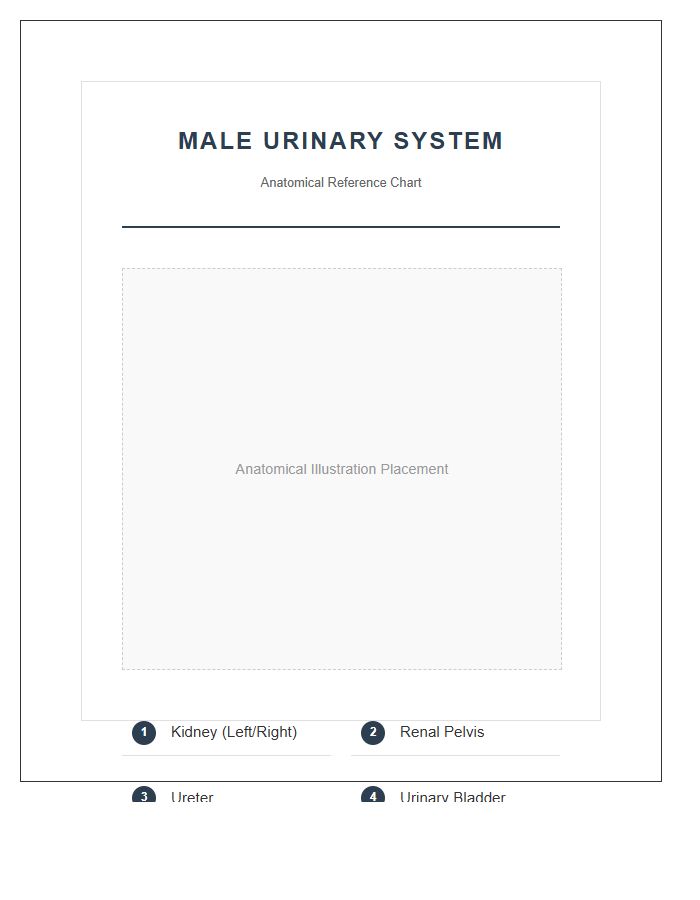 Male Urinary System Anatomy Printable Chart