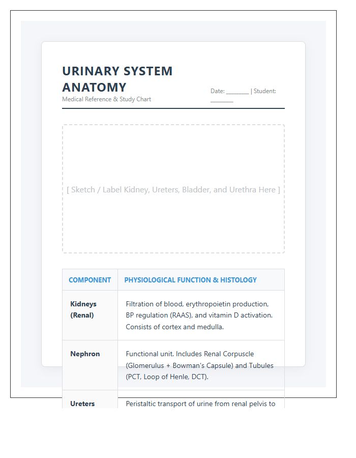 Medical Student Urinary System Printable Chart