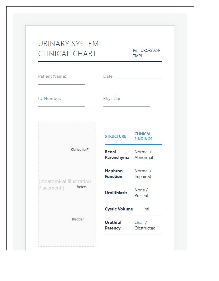 Professional Urinary System Printable Chart