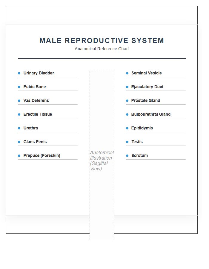 Accurate Male Reproductive System Anatomy Printable Chart