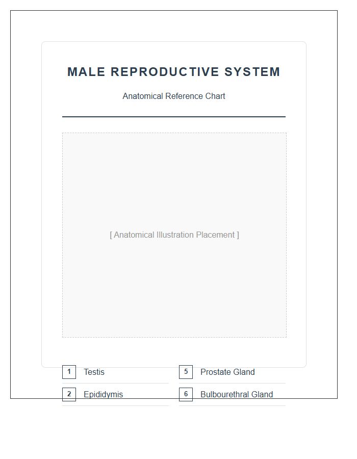 Anatomical Male Reproductive System Organs Printable Chart