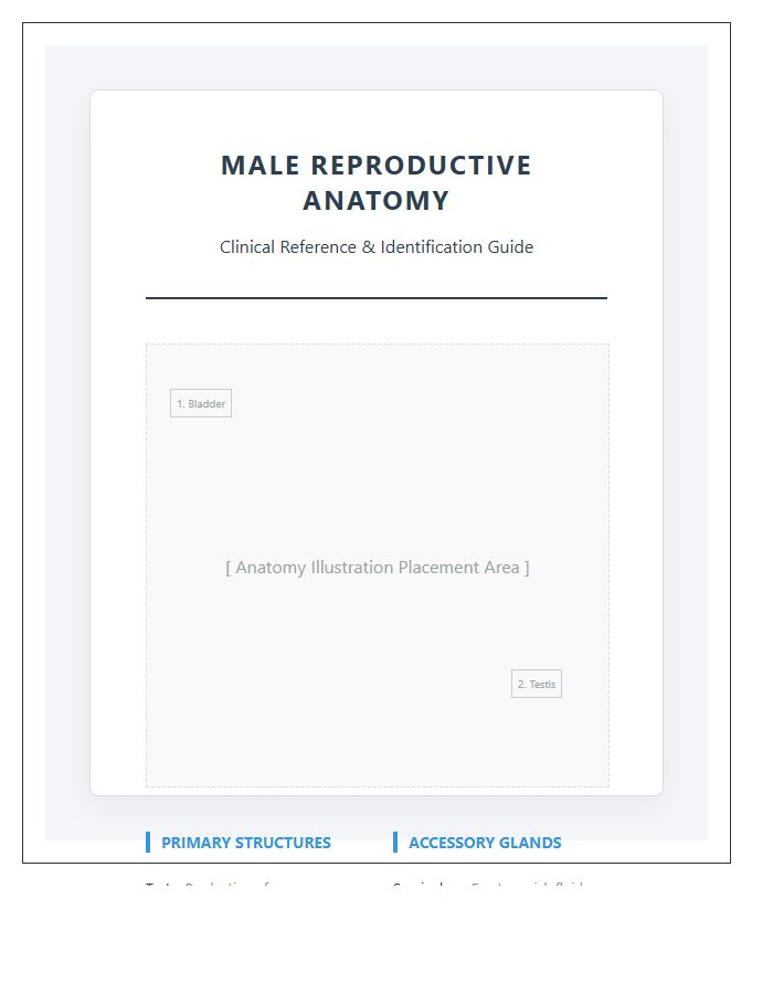 Comprehensive Male Reproductive System Anatomy Printable Chart