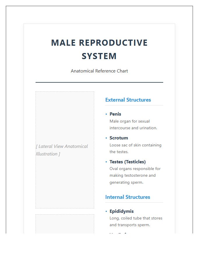 Detailed Human Male Reproductive Anatomy Printable Chart