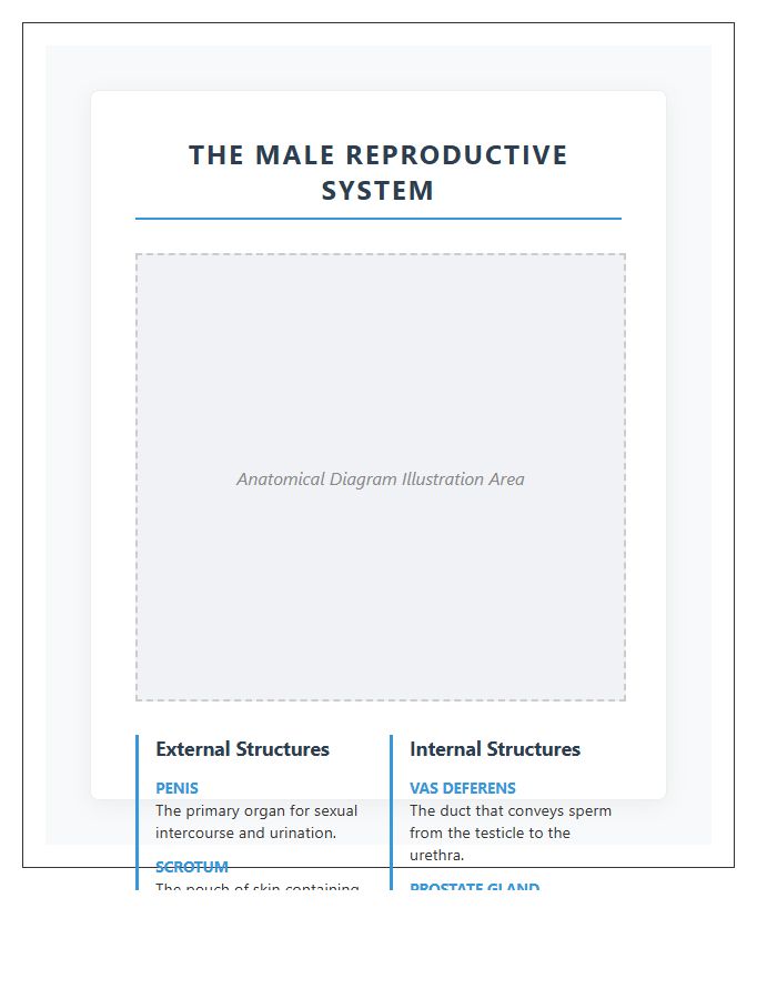 Educational Male Reproductive System Anatomy Printable Chart