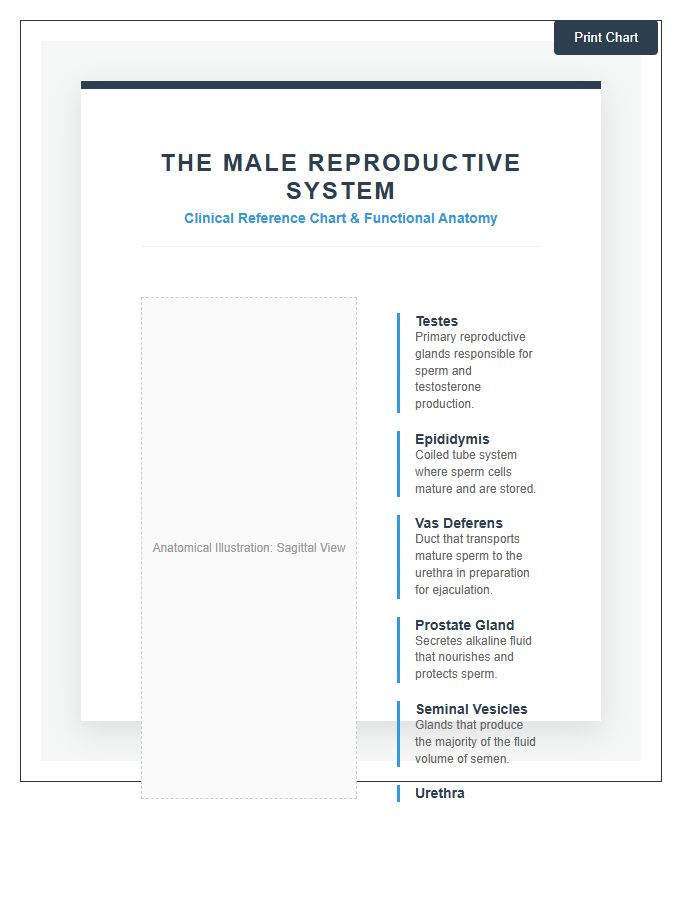 Professional Male Reproductive Anatomy Poster Printable Chart