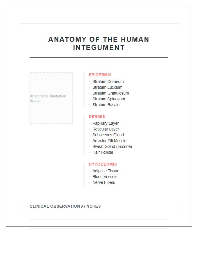 Anatomical Skin Cross Section Printable Chart