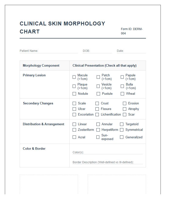 Clinical Skin Morphology Printable Chart