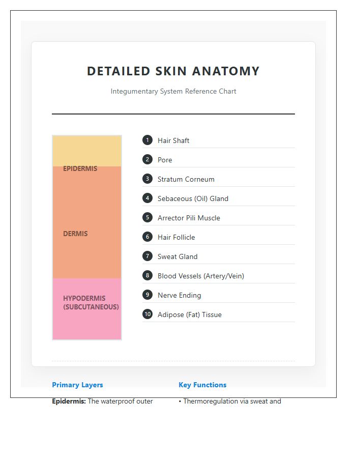 Detailed Skin Anatomy Diagram Printable Chart