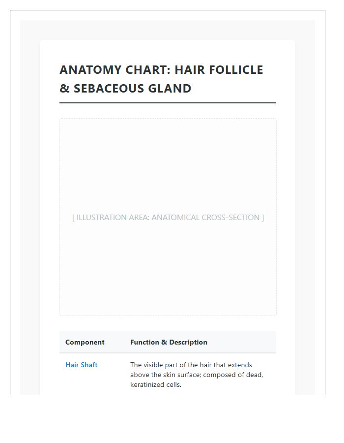 Hair Follicle And Sebaceous Gland Printable Chart