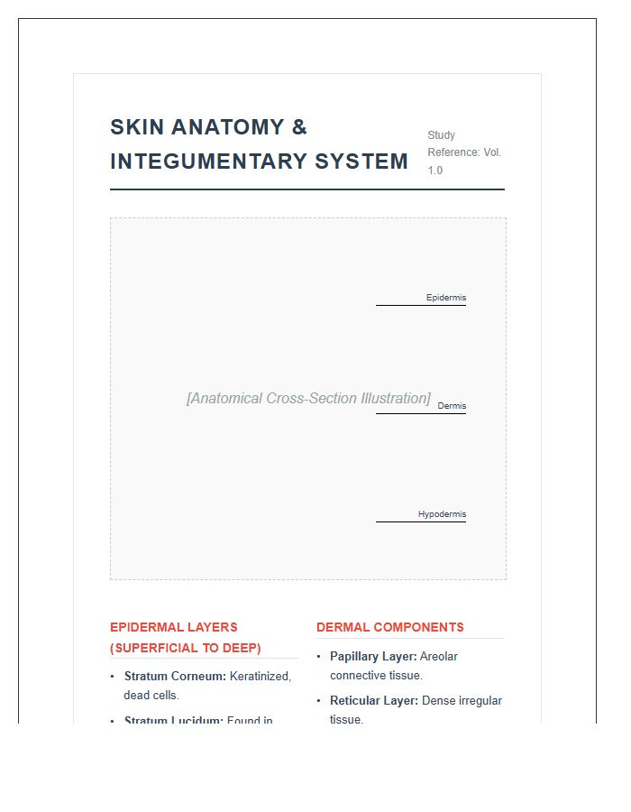 Medical Student Skin Anatomy Printable Chart