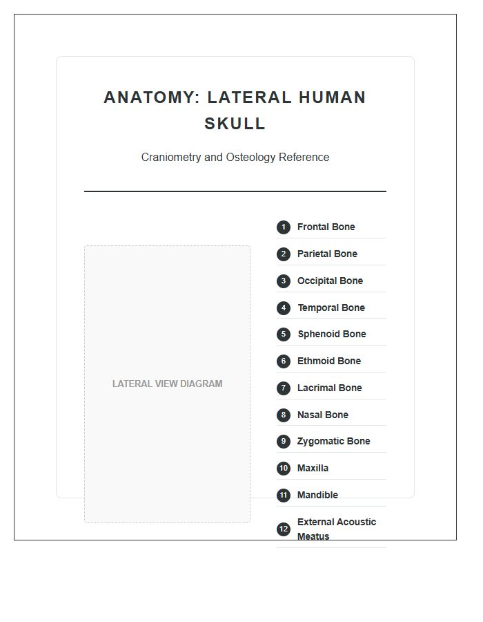 Anatomical Human Skull Lateral View Printable Chart