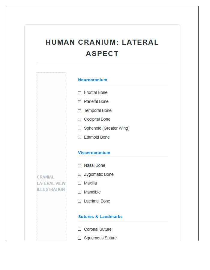 Detailed Cranial Anatomy Lateral View Printable Chart