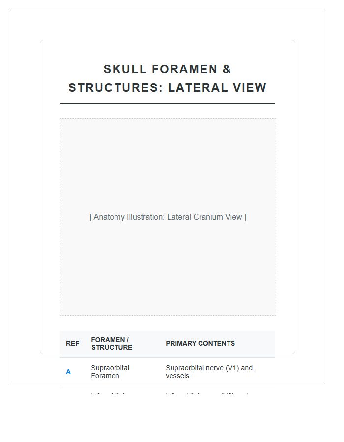 Skull Foramen Lateral View Anatomy Printable Chart